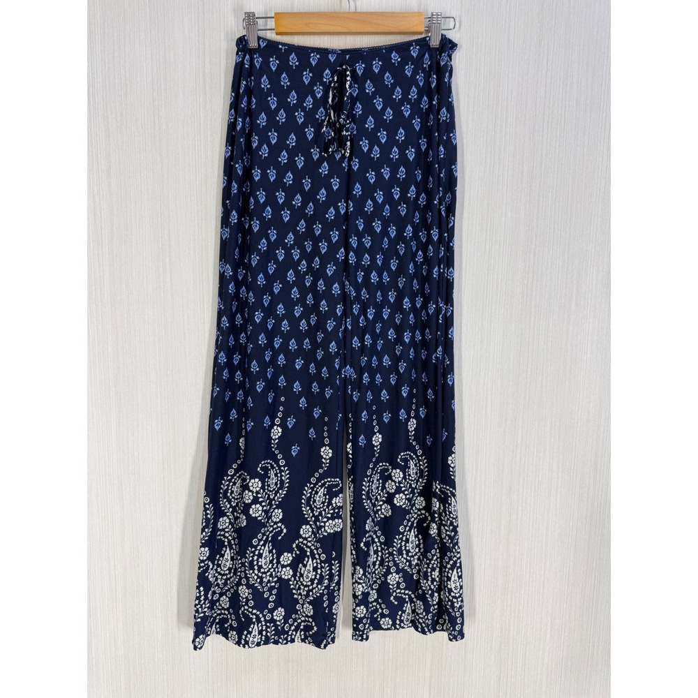 In Bloom by Jonquil Navy Blue Floral Paisley Wide Leg Pajama Lounge Pants Small